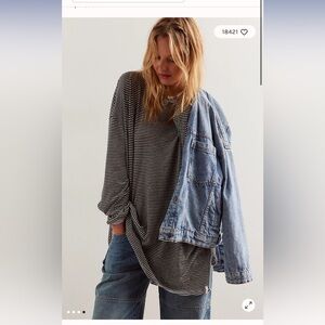 Free People oversized striped tunic long sleeve